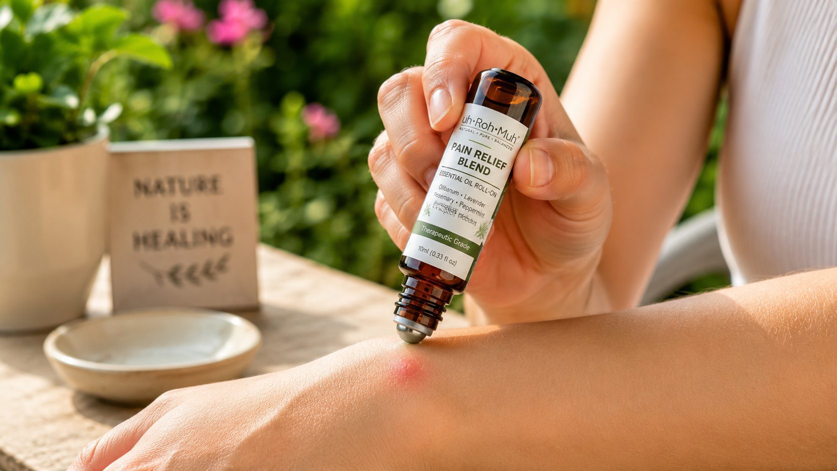 Natural essential oil blend used for soothing itch relief from mosquito bites