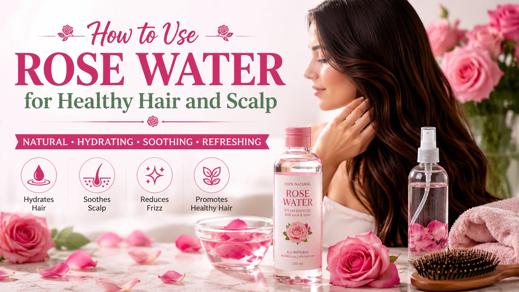 How to use rose water for hair healthy and scine