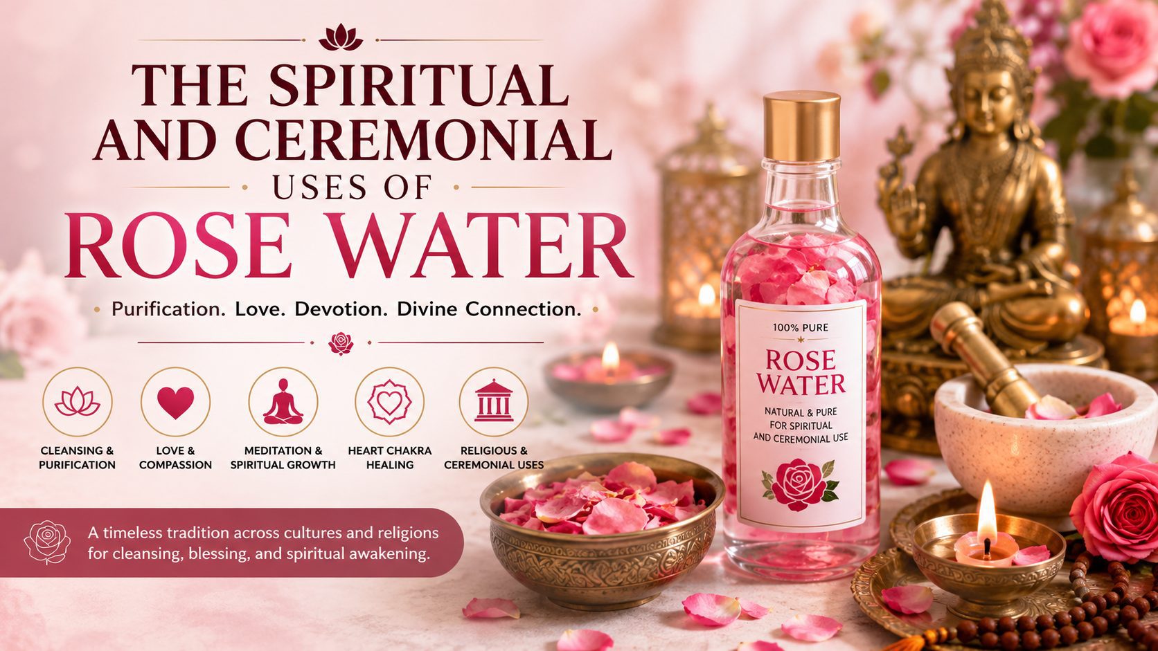 Rose water purity and spiritual connection