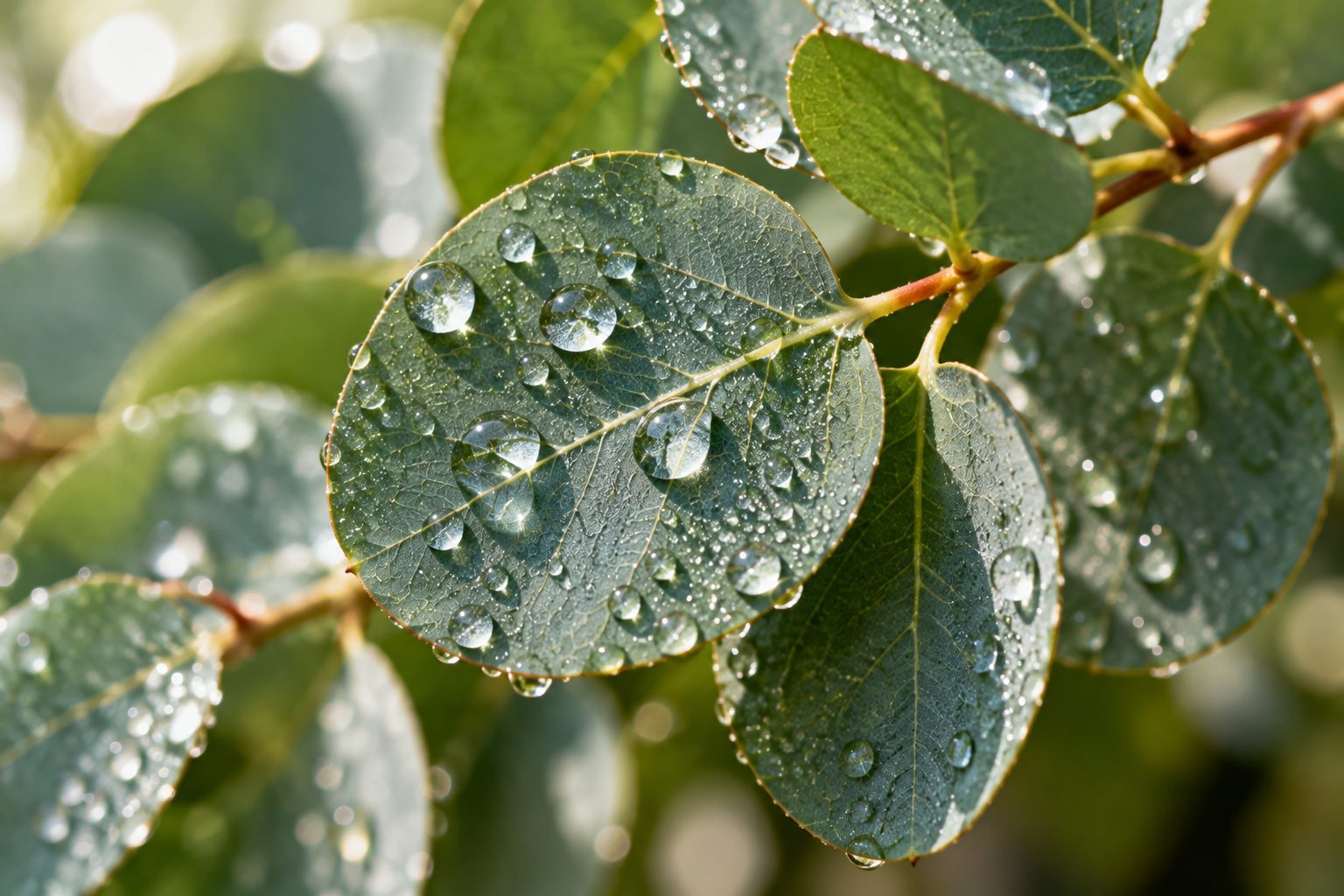 Dewy Eucalyptus Leaf Macro