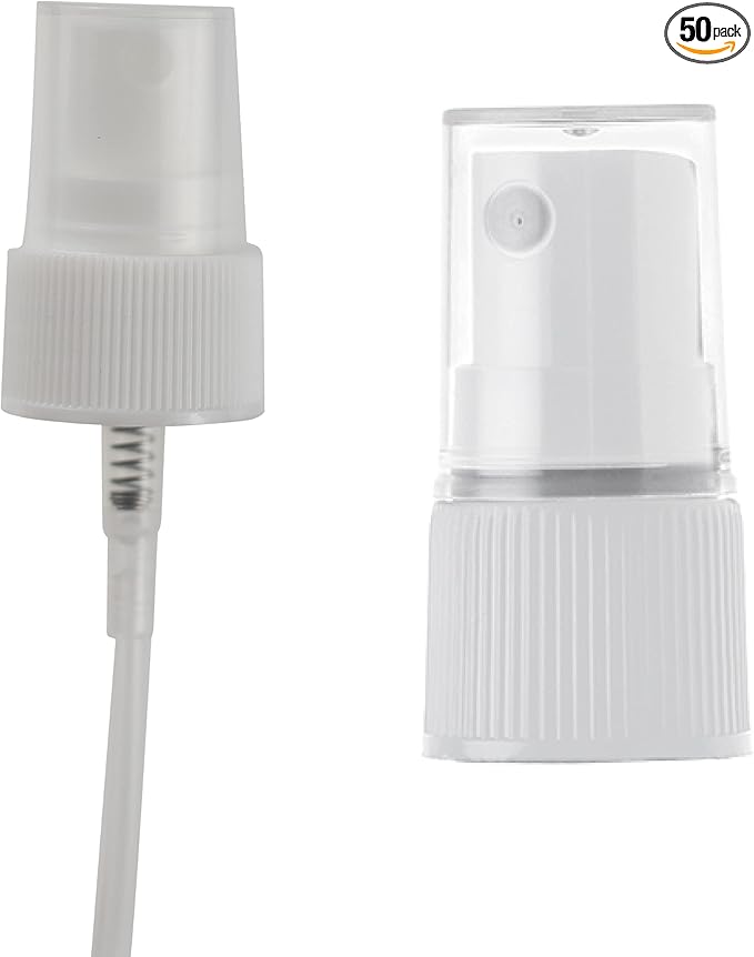standard ribbed screw-on closure, a dip tube, and a clear protective over-cap