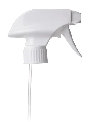 28-410 white ribbed skirt trigger sprayer with 9.875 inch dip tube