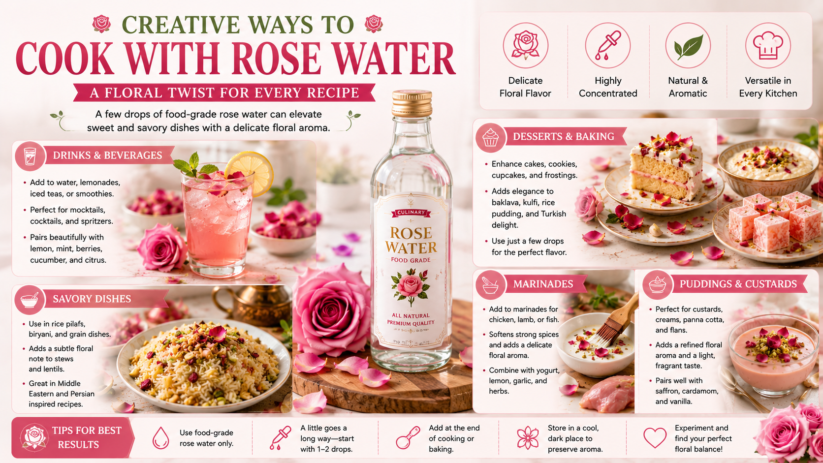 Creative ways to cook with rose water