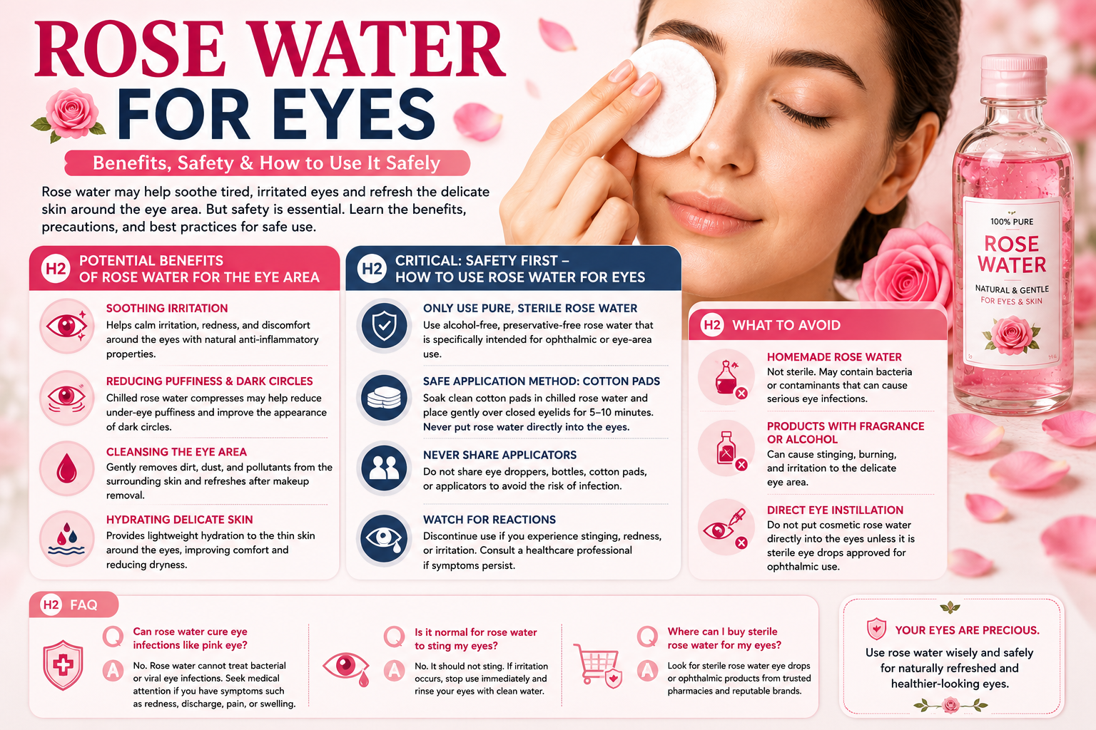 Rose water for eyes benefits and safety